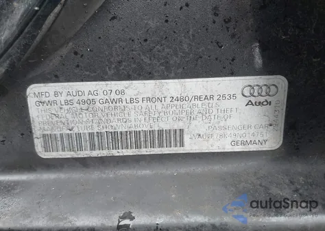 2009 Audi A4 2.0T Premium from USA, damaged, VIN WAULF78K49N014751